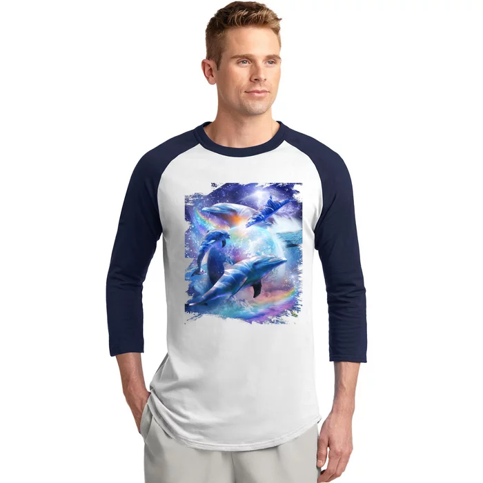 Galaxy Dolphin Dolphins In Space Baseball Sleeve Shirt