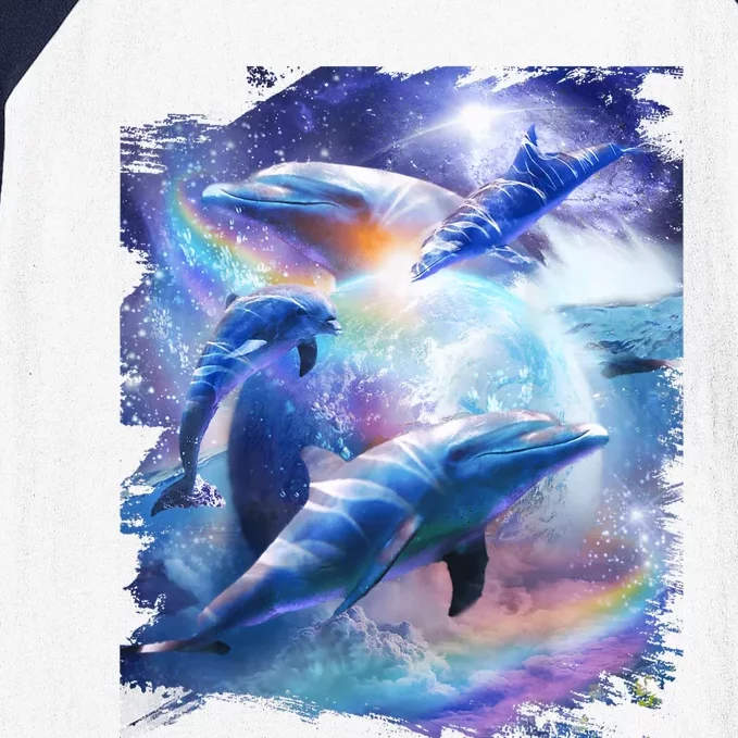 Galaxy Dolphin Dolphins In Space Baseball Sleeve Shirt