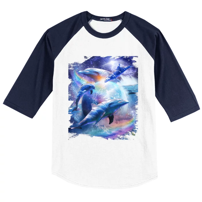 Galaxy Dolphin Dolphins In Space Baseball Sleeve Shirt