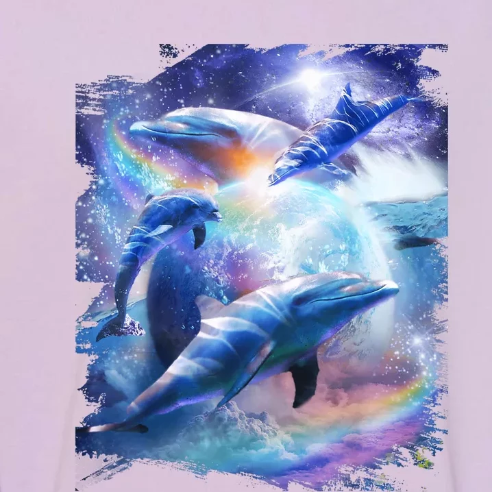 Galaxy Dolphin Dolphins In Space Garment-Dyed Sweatshirt