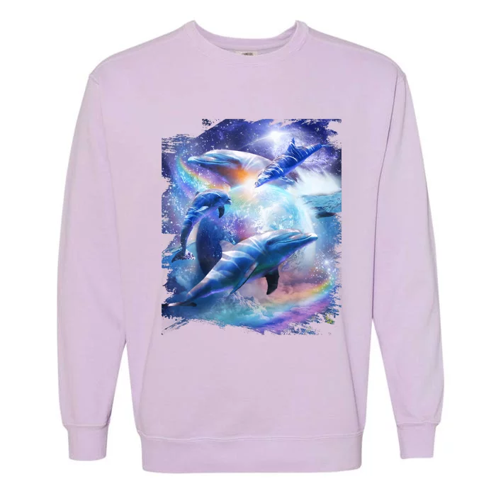 Galaxy Dolphin Dolphins In Space Garment-Dyed Sweatshirt