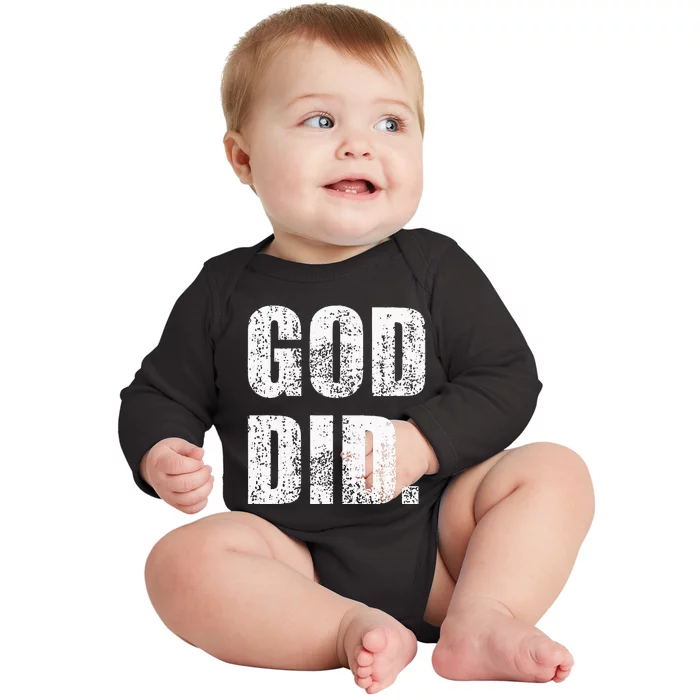 God Did Distressed Baby Long Sleeve Bodysuit