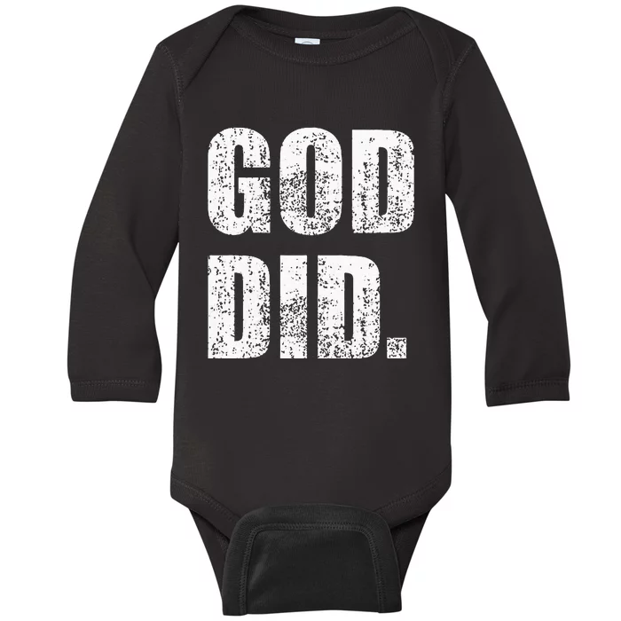 God Did Distressed Baby Long Sleeve Bodysuit