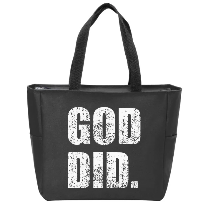 God Did Distressed Zip Tote Bag