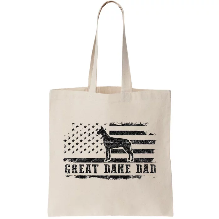 Great Dane Dad Distressed American Flag Patriotic Dog Tote Bag