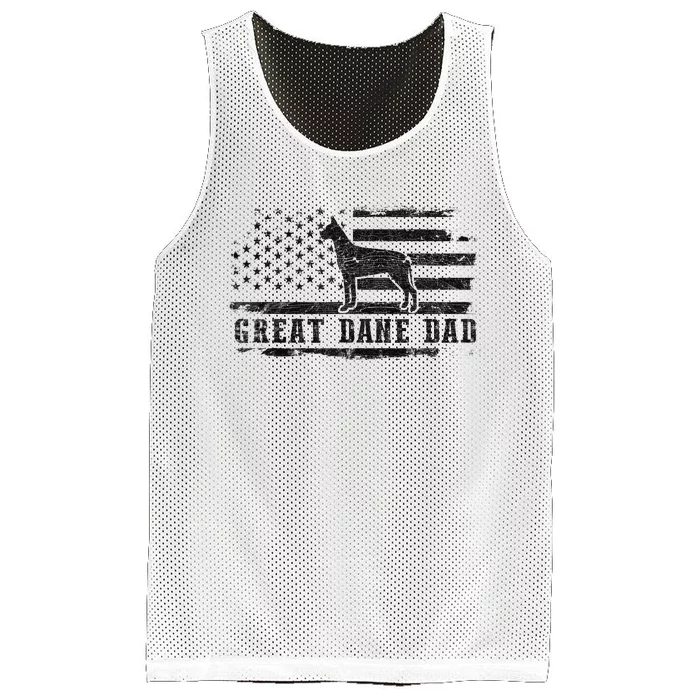 Great Dane Dad Distressed American Flag Patriotic Dog Mesh Reversible Basketball Jersey Tank