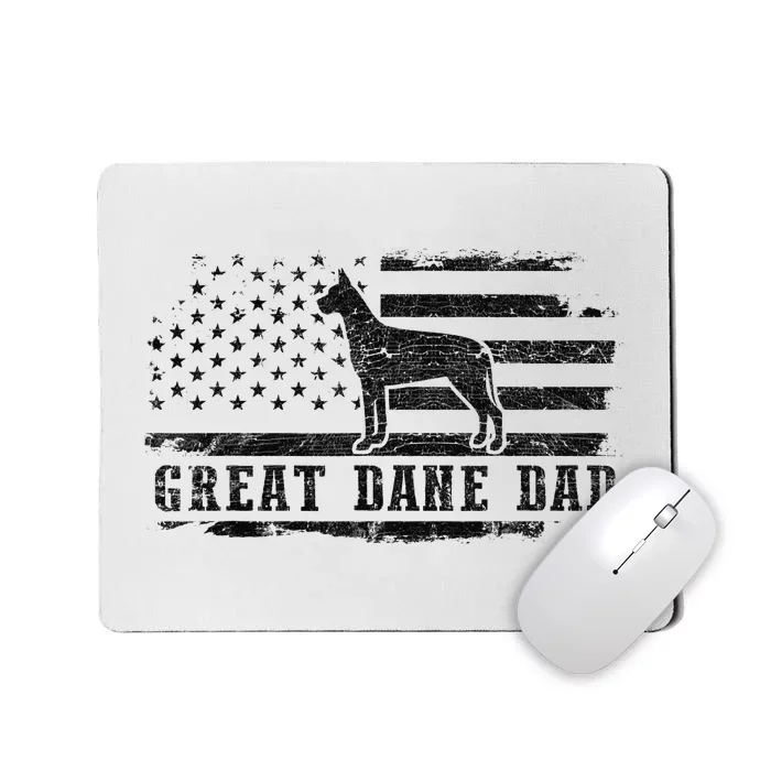 Great Dane Dad Distressed American Flag Patriotic Dog Mousepad