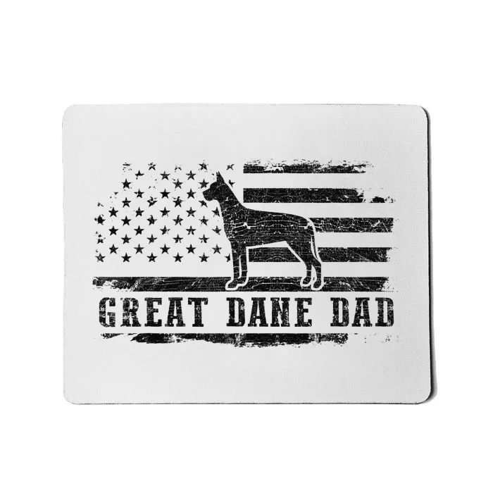 Great Dane Dad Distressed American Flag Patriotic Dog Mousepad