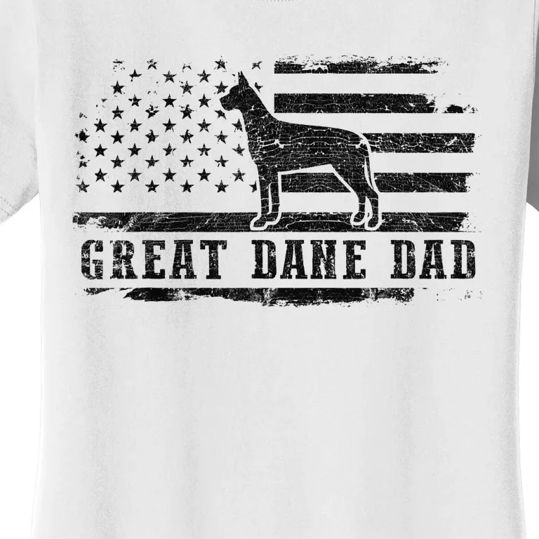 Great Dane Dad Distressed American Flag Patriotic Dog Women's T-Shirt