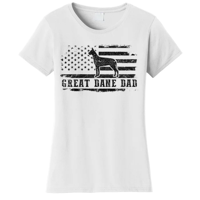 Great Dane Dad Distressed American Flag Patriotic Dog Women's T-Shirt