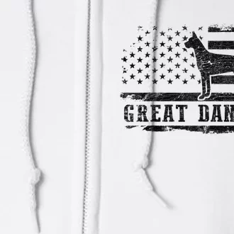 Great Dane Dad Distressed American Flag Patriotic Dog Full Zip Hoodie