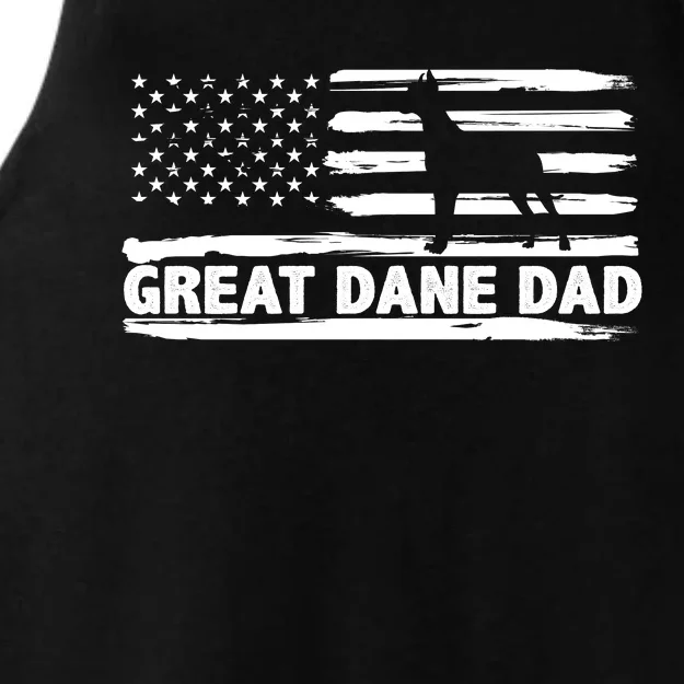 Great Dane Dad Distressed American Flag Patriotic Dog Ladies Tri-Blend Wicking Tank