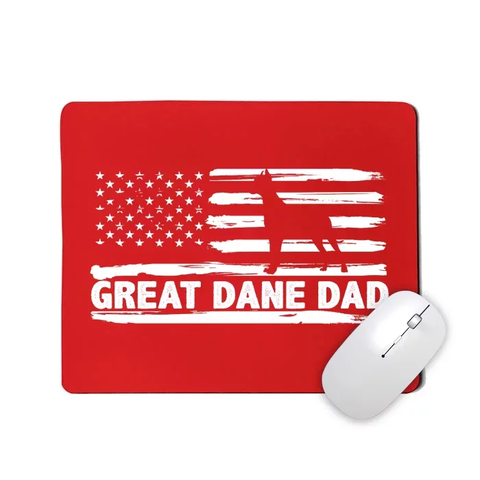 Great Dane Dad Distressed American Flag Patriotic Dog Mousepad