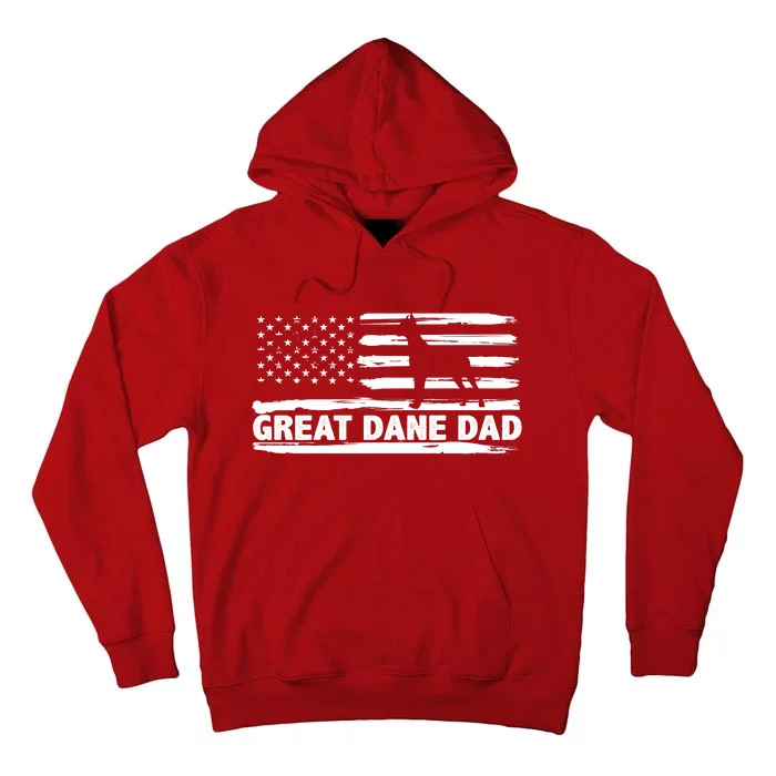 Great Dane Dad Distressed American Flag Patriotic Dog Tall Hoodie