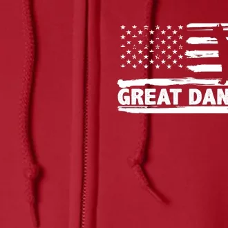 Great Dane Dad Distressed American Flag Patriotic Dog Full Zip Hoodie