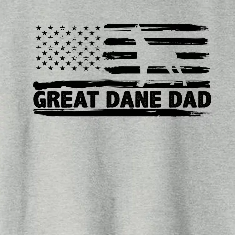 Great Dane Dad Distressed American Flag Patriotic Dog Women's Crop Top Tee