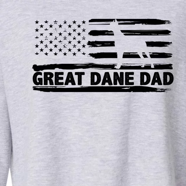 Great Dane Dad Distressed American Flag Patriotic Dog Cropped Pullover Crew