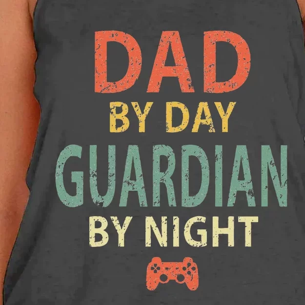 Gamer Dad Dad By Day Guardian By Night Gaming Women's Knotted Racerback Tank