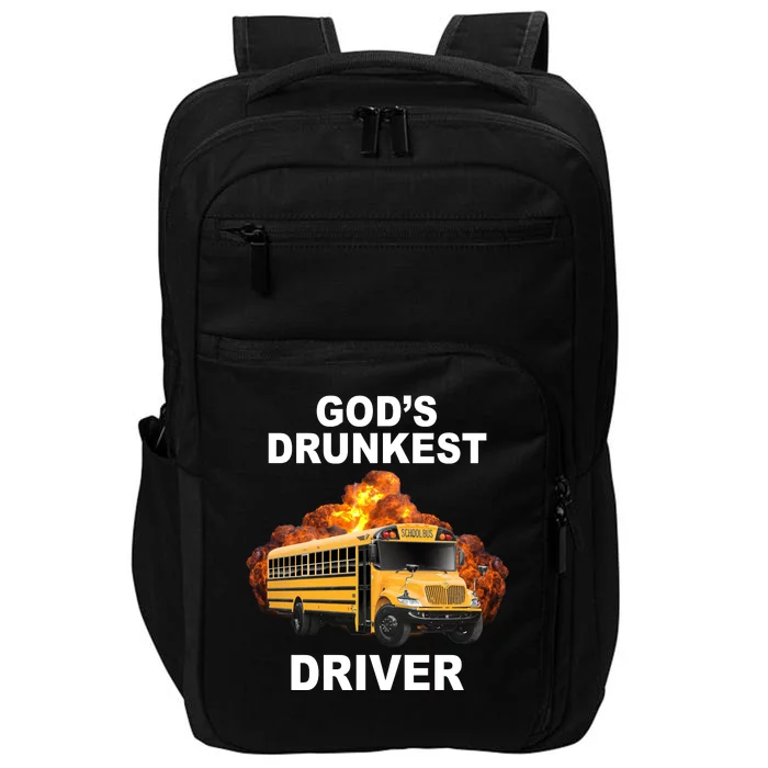 Gods Drunkest Driver Funny School Bus Impact Tech Backpack