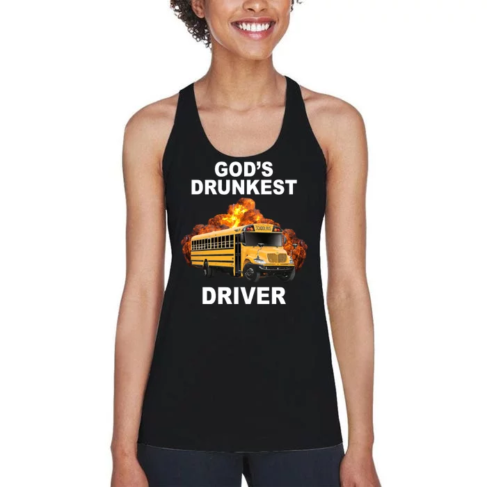 Gods Drunkest Driver Funny School Bus Women's Racerback Tank