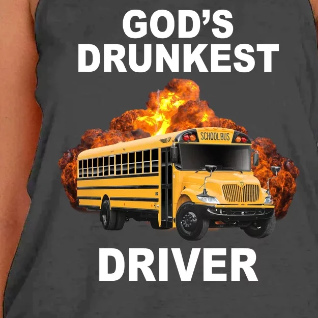 Gods Drunkest Driver Funny School Bus Women's Knotted Racerback Tank