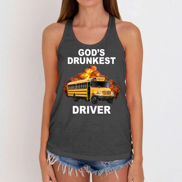 Gods Drunkest Driver Funny School Bus Women's Knotted Racerback Tank