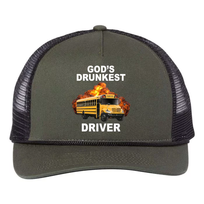 Gods Drunkest Driver Funny School Bus Retro Rope Trucker Hat Cap