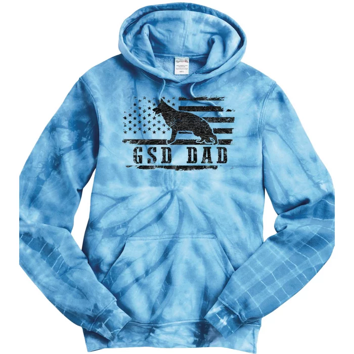 GSD Dad Distressed American Flag German Shepherd Dog Tie Dye Hoodie