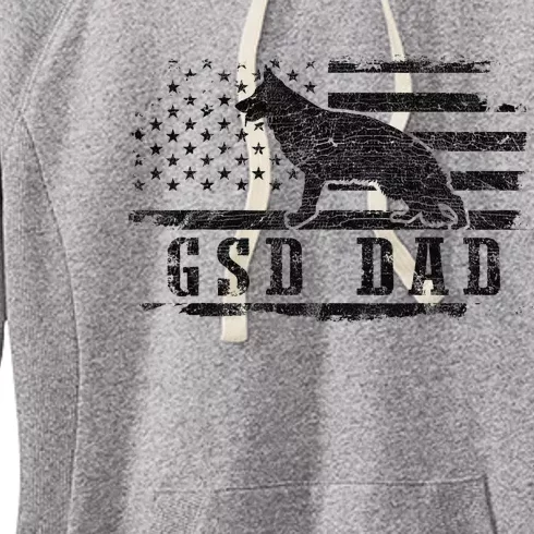 GSD Dad Distressed American Flag German Shepherd Dog Women's Fleece Hoodie