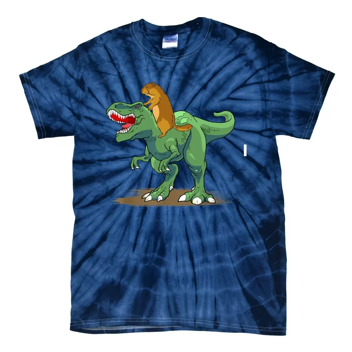 GroundHog Day Dinosaur Gift Shadow Tie-Dye T-Shirt