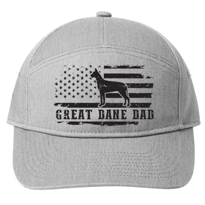 Great Dane Dad Distressed American Flag Patriotic Dog 7-Panel Snapback Hat