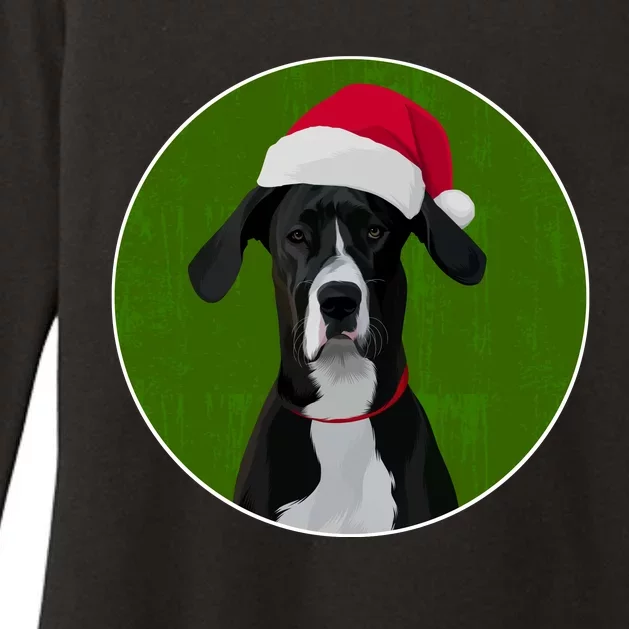 Great Dane Dog In Santa Hat For Christmas Womens CVC Long Sleeve Shirt