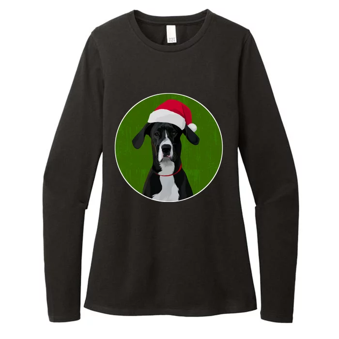 Great Dane Dog In Santa Hat For Christmas Womens CVC Long Sleeve Shirt