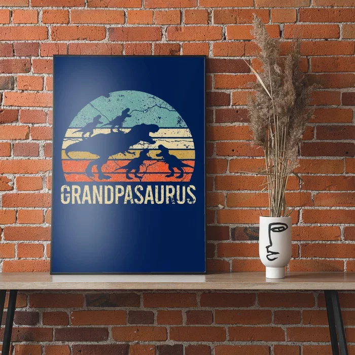 Grandpa Dinosaur Dad Gift Funny Grandpasaurus 4 Four Poster