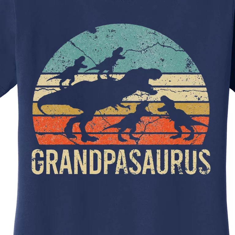 Grandpa Dinosaur Dad Gift Funny Grandpasaurus 4 Four Women's T-Shirt