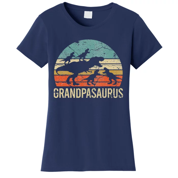 Grandpa Dinosaur Dad Gift Funny Grandpasaurus 4 Four Women's T-Shirt