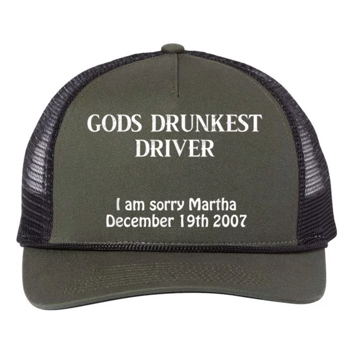 Gods Drunkest Driver I Am Sorry Martha December 19th 2007 Retro Rope Trucker Hat Cap