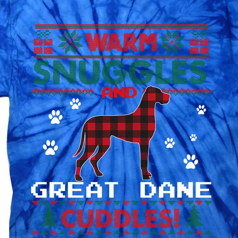 Great Dane Dog Red Buffalo Plaid Gift Ugly Christmas Sweater Gift Tie-Dye T-Shirt