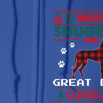 Great Dane Dog Red Buffalo Plaid Gift Ugly Christmas Sweater Gift Full Zip Hoodie