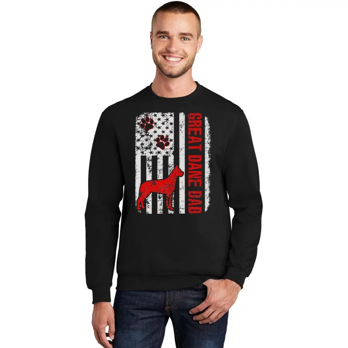 Great Dane Dad American Flag Gift Tall Sweatshirt