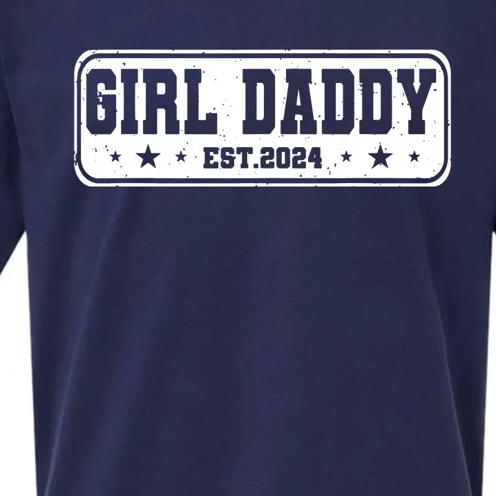 Girl Daddy Est 2024 To Be Gifts For 1st Time Dad Sueded Cloud Jersey T-Shirt