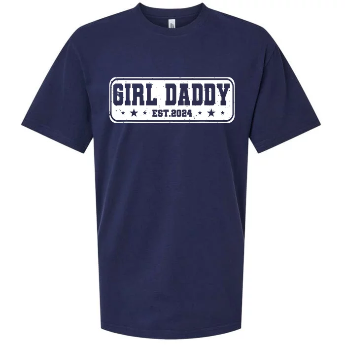 Girl Daddy Est 2024 To Be Gifts For 1st Time Dad Sueded Cloud Jersey T-Shirt