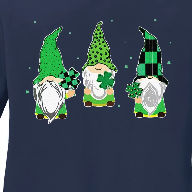 Gnome Dwarf Elf Clover Shamrock Irish Saint Patricks Day Ladies Long Sleeve Shirt