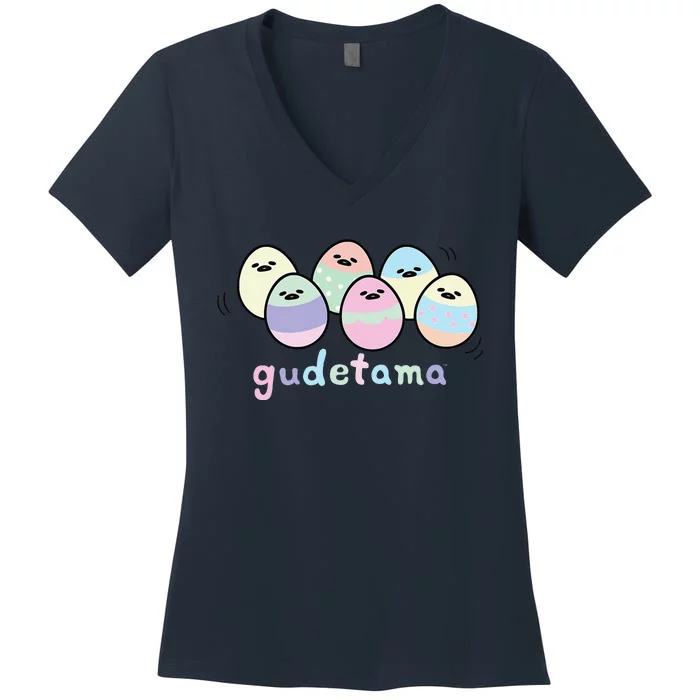 Gudetama Decorated Easter Egg Women's V-Neck T-Shirt