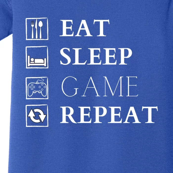 Gamer Design Eat Sleep Game Repeat Funny Gift Baby Bodysuit