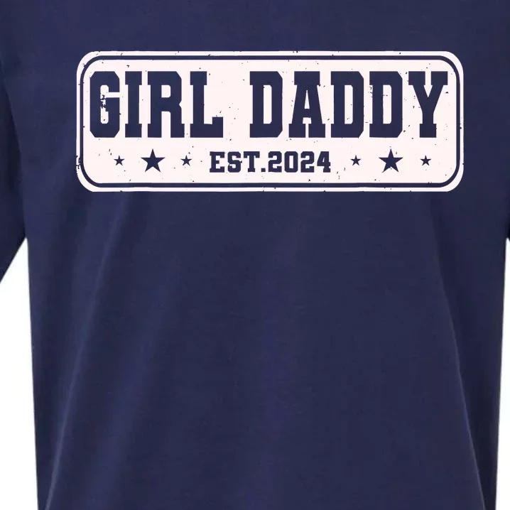 Girl Daddy Est 2024 To Be Gifts For 1st Time Dad Sueded Cloud Jersey T-Shirt