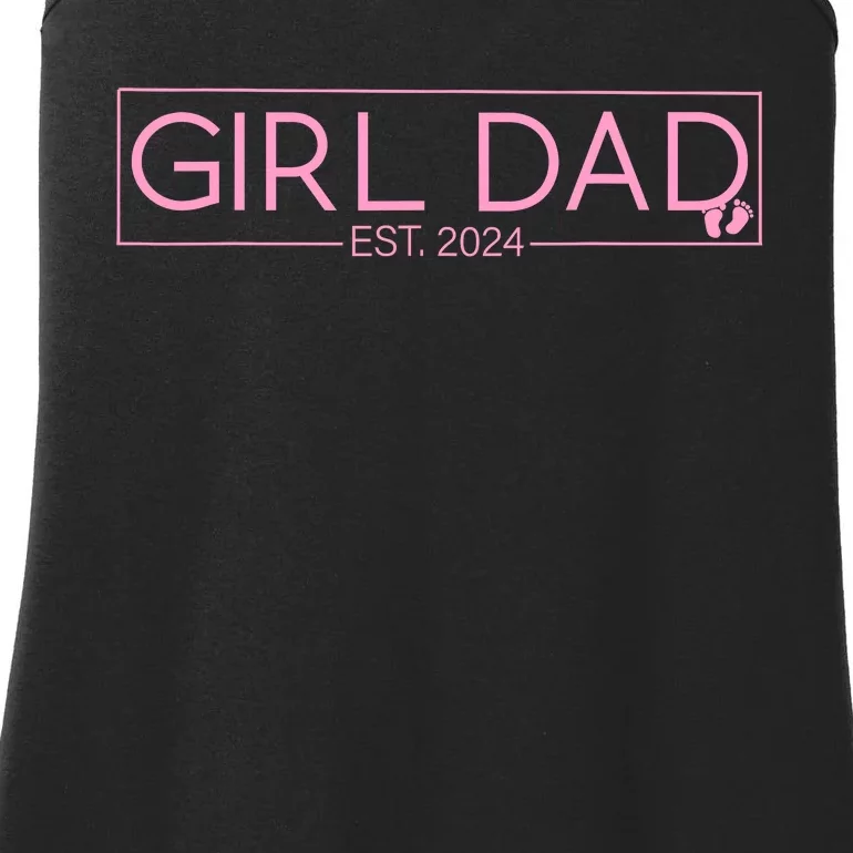 Girl Dad Est 2024 Newborn Daddy Father Baby Girl Ladies Essential Tank