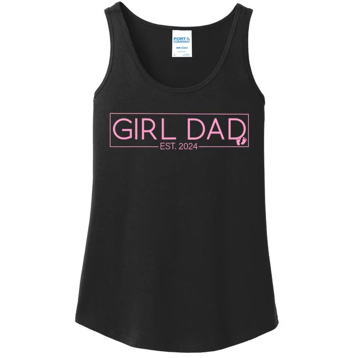 Girl Dad Est 2024 Newborn Daddy Father Baby Girl Ladies Essential Tank