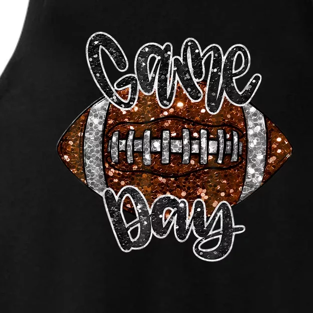 Game Day Football Bling Bling Football Lover Fall Autumn Ladies Tri-Blend Wicking Tank