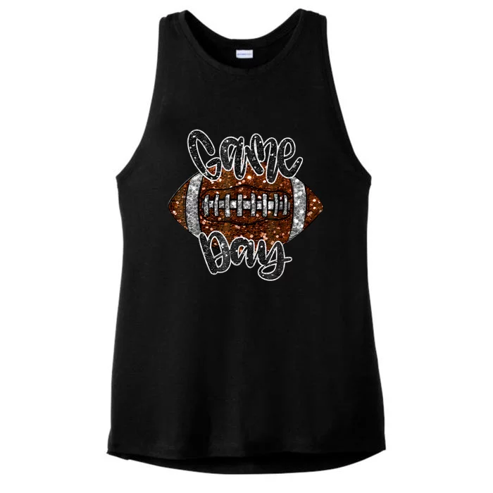 Game Day Football Bling Bling Football Lover Fall Autumn Ladies Tri-Blend Wicking Tank